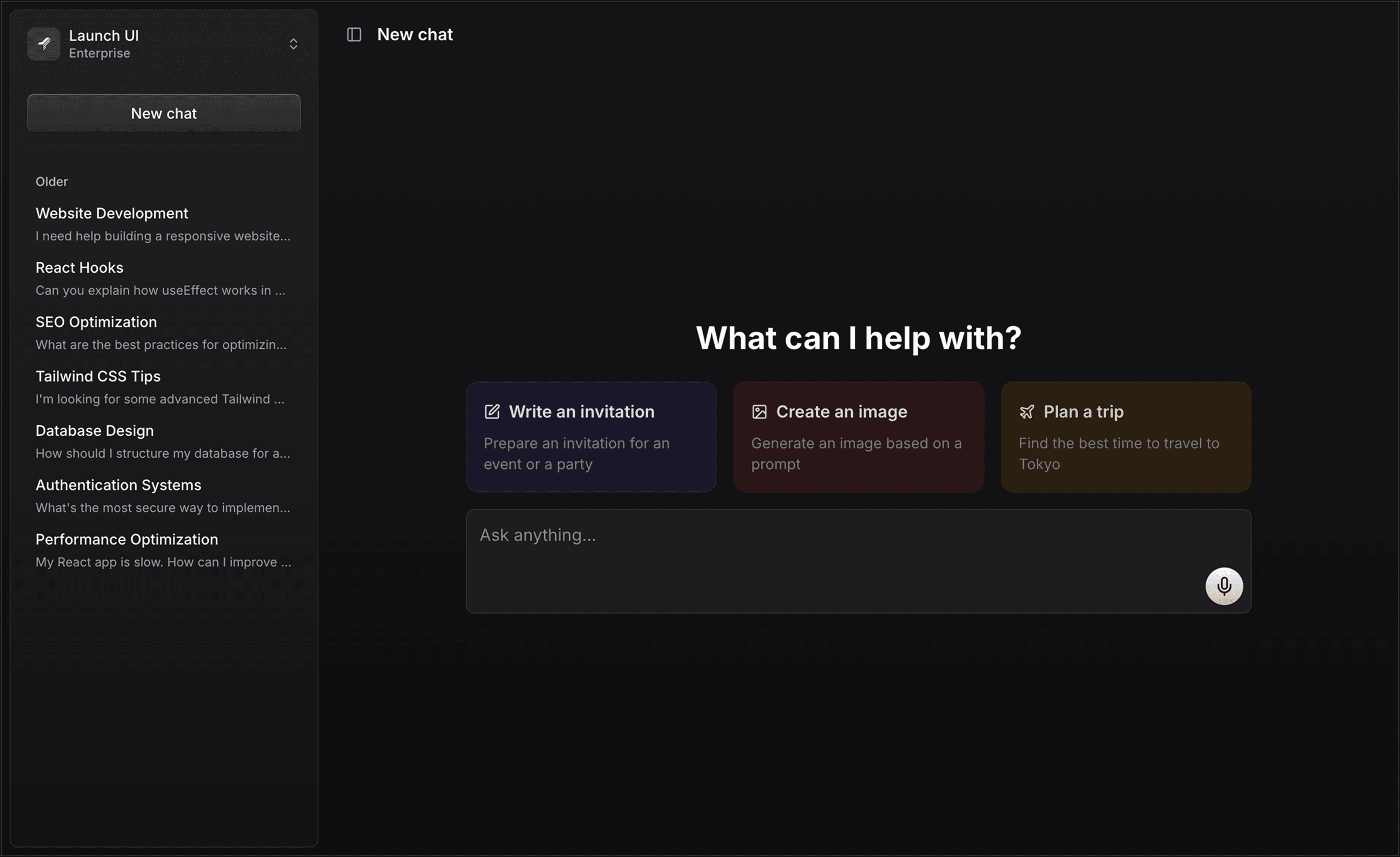 Chat app screenshot