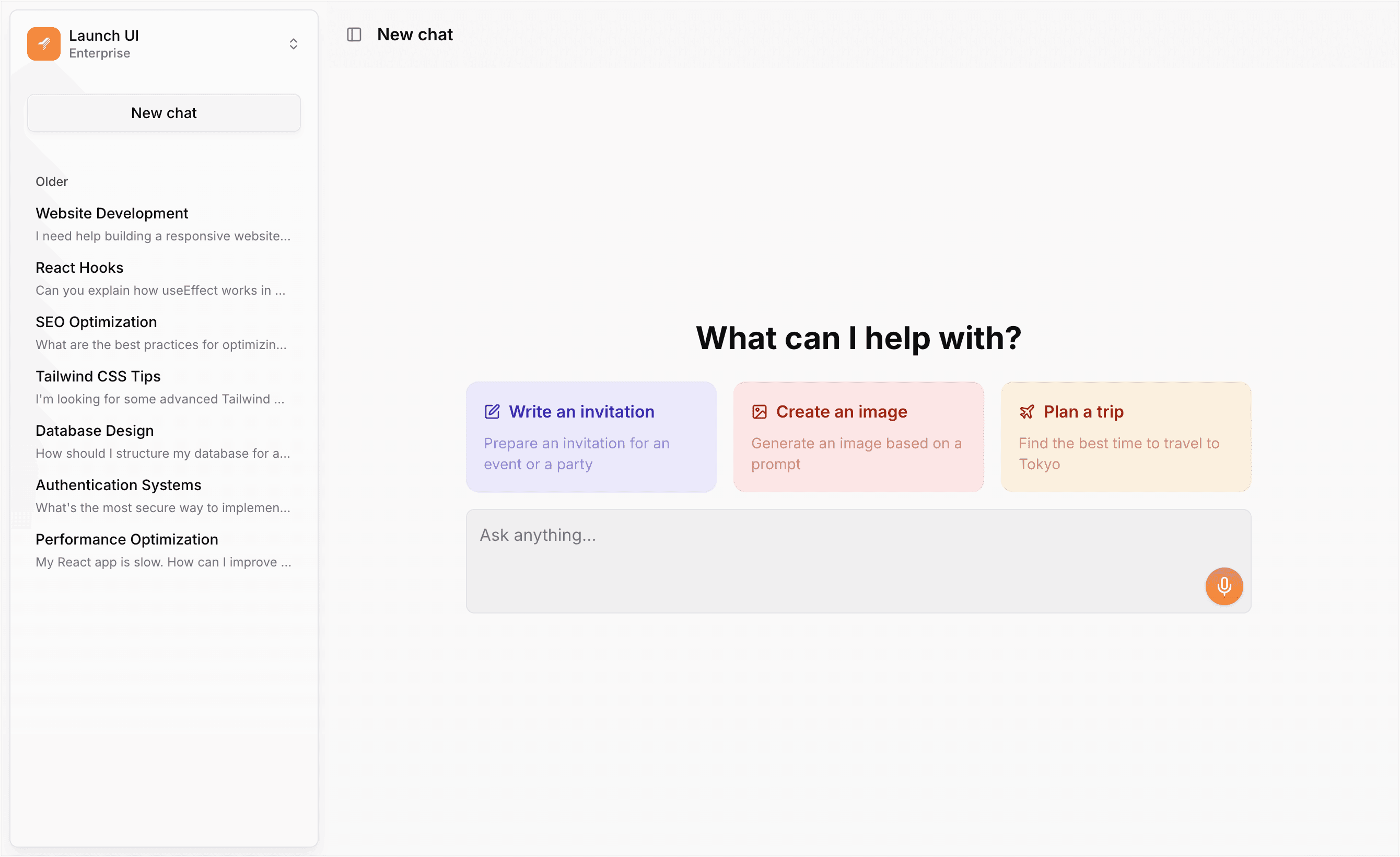 Chat app screenshot